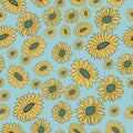 Floral seamless pattern with colored flowers. Vector illustration. Royalty Free Stock Photo
